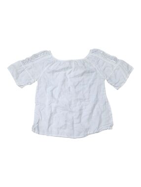 Terzo Millennio White Crochet Sleeve 100% Linen Top S